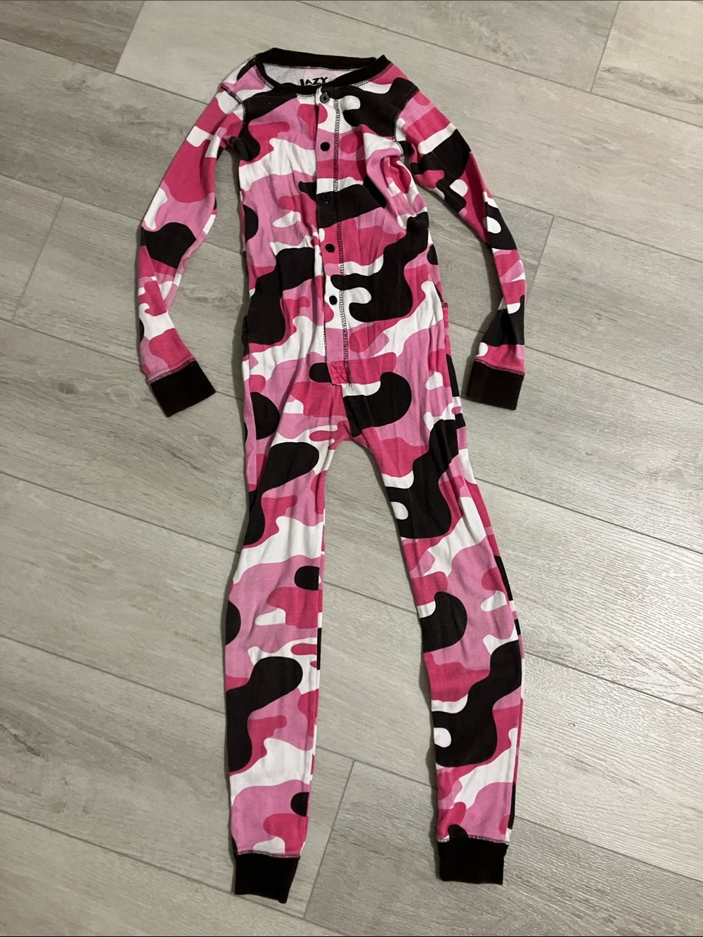 Lazy Ones , kids size 8 , one piece pjs with bum flap “ deeriere” onesie